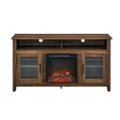 Front Zoom. Walker Edison - Tall Glass Two Door Soundbar Storage Fireplace TV Stand for Most TVs Up to 65" - Rustic Oak.