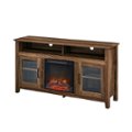 Left Zoom. Walker Edison - Tall Glass Two Door Soundbar Storage Fireplace TV Stand for Most TVs Up to 65" - Rustic Oak.