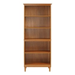Walker Edison - 70" Tall Modern 4 Shelf Wood Bookcase - Caramel - Front_Zoom