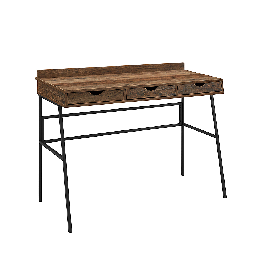 Angle View: Walker Edison - Modern Industrial 3-Drawer Wood Computer Desk - Rustic Oak