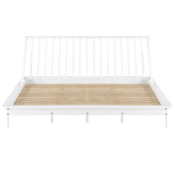 Walker Edison - Boho Solid Wood Queen Spindle Bed Frame - White - Front_Zoom