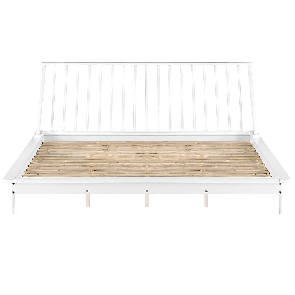 Front. Walker Edison - Boho Solid Wood Queen Spindle Bed Frame - White.