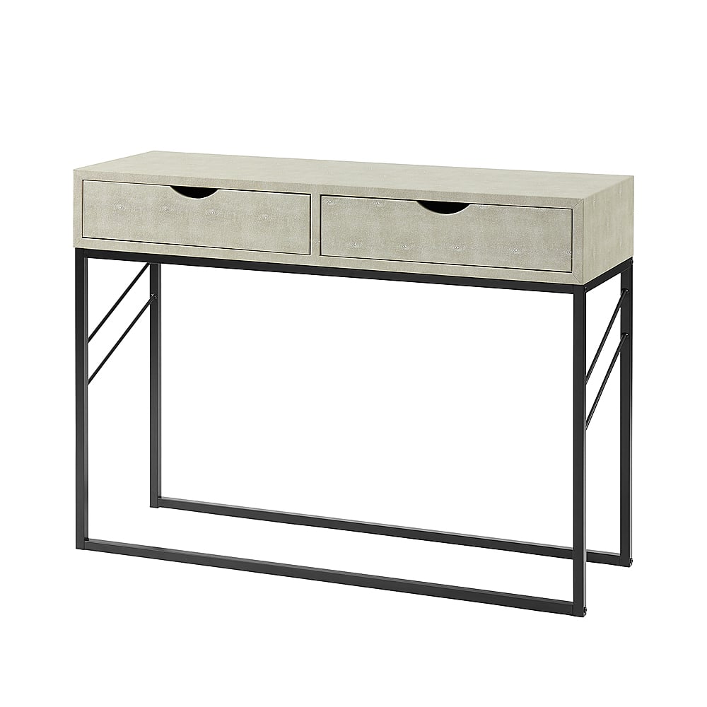 Walker Edison – 42” Modern Faux Shagreen and Metal Entry Table – Off White Sansujyuku sansujyuku.com