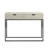 Walker Edison - 42” Modern Faux Shagreen and Metal Entry Table - Off White - Front_Zoom