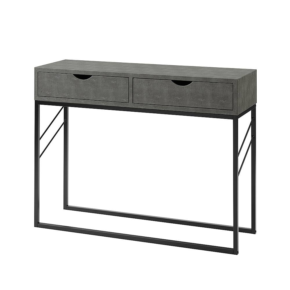 Angle View: Walker Edison - 42” Modern Faux Shagreen and Metal Entry Table - Grey