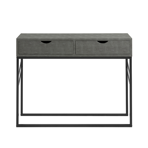 Walker Edison - 42” Modern Faux Shagreen and Metal Entry Table - Grey