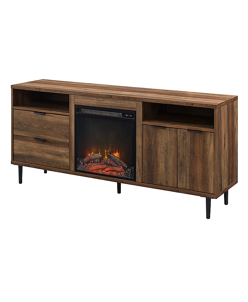 Best Buy: Walker Edison Modern Two Drawer Fireplace TV Stand for Most ...