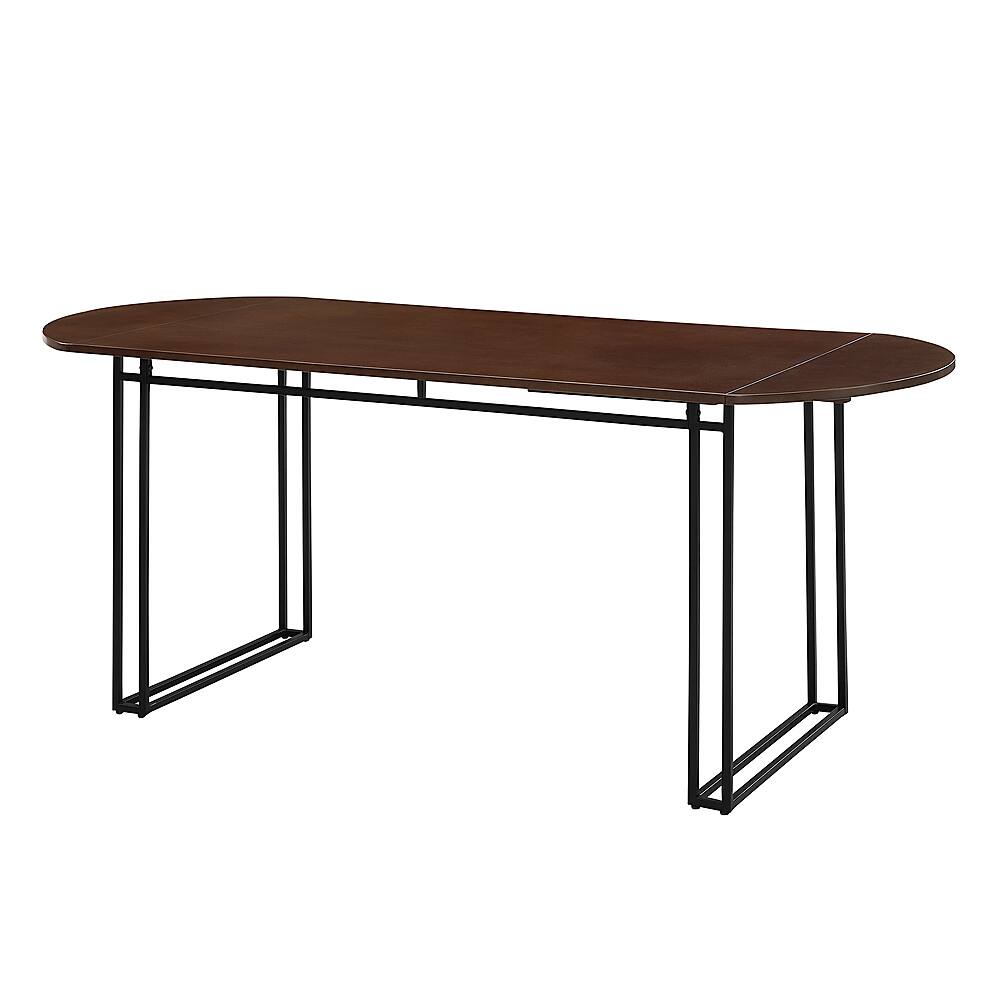 Angle View: Walker Edison - 72" Modern Oval Drop Leaf Dining Table - Walnut