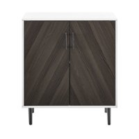 Walker Edison - 28” Mid Century 2 Door Bookmatch Accent Cabinet - Ash Brown Bookmatch/Solid White - Front_Zoom