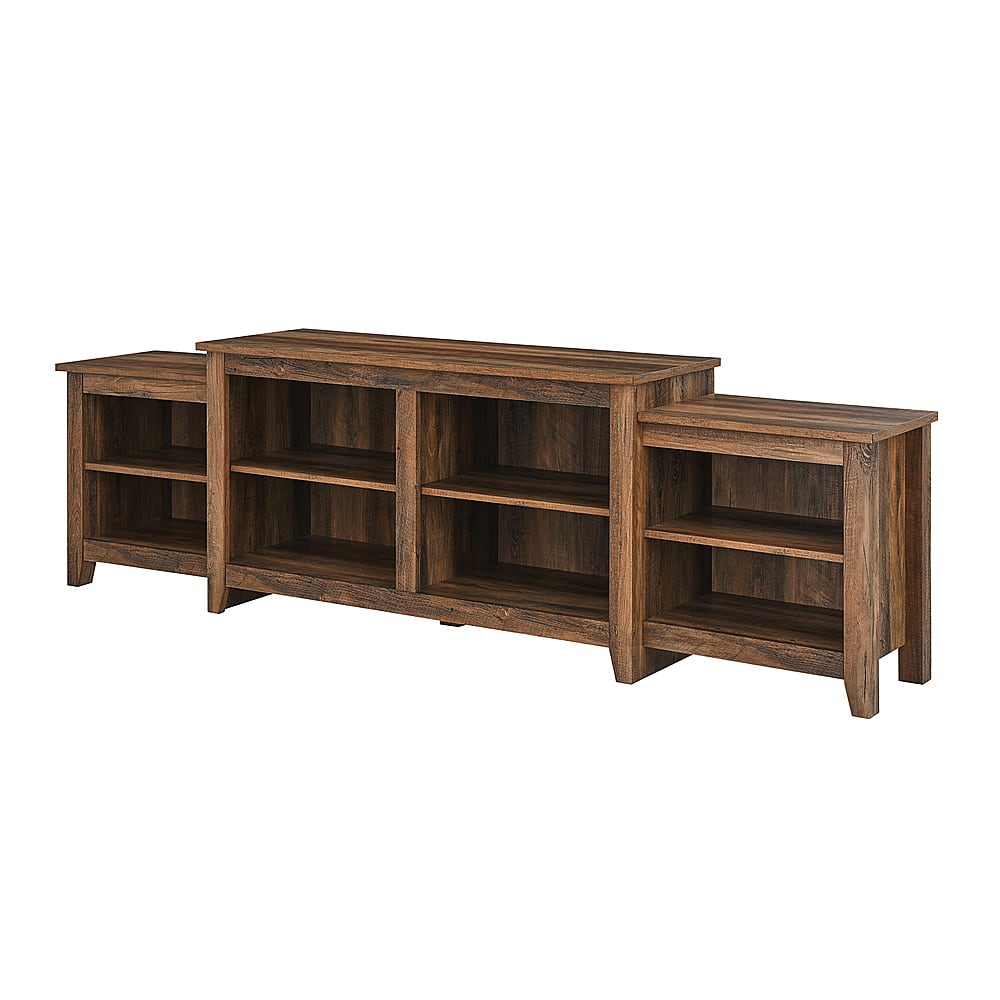 Left View: Walker Edison - Transitional Tiered TV Stand for TV's up to 50" - Rustic Oak