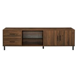 Walker Edison - Modern Low Profile TV Console for TV's up to 80" - Dark Walnut - Front_Zoom