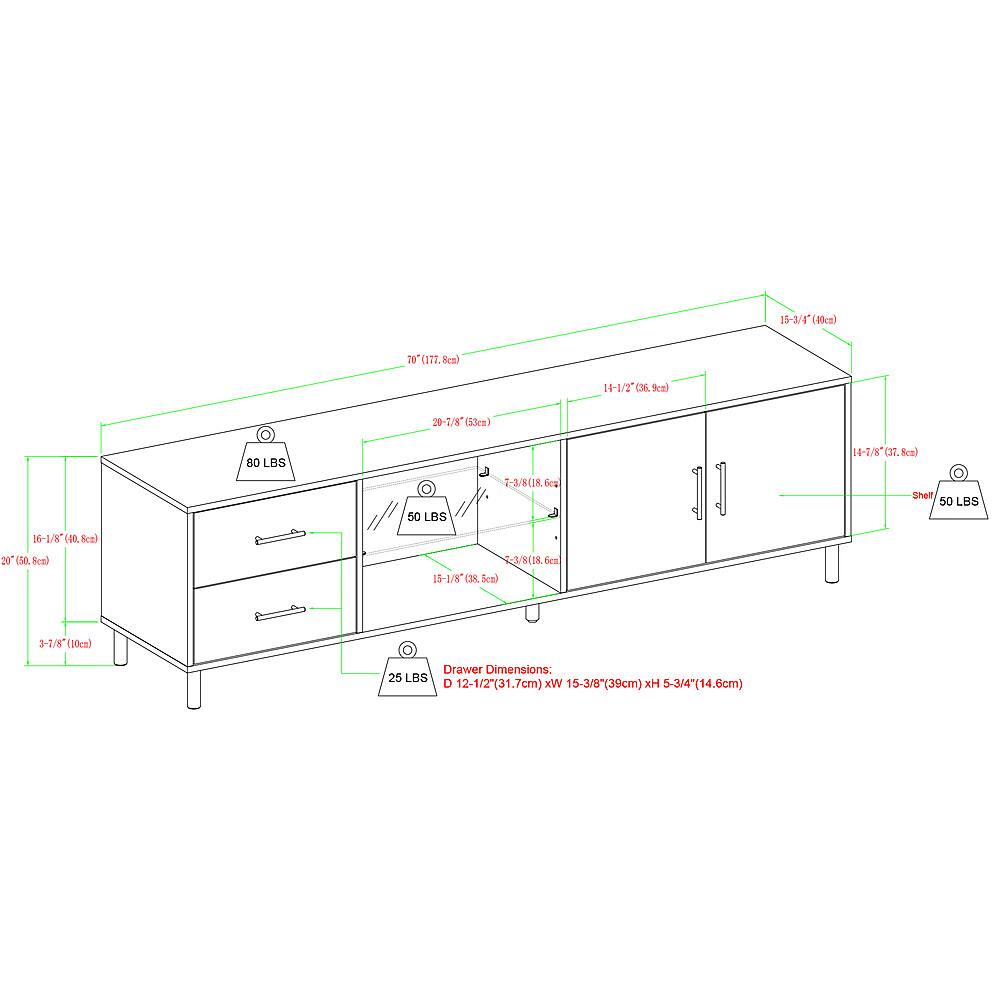 Walker Edison Modern Low Profile TV Console for TV's up to 80" Dark