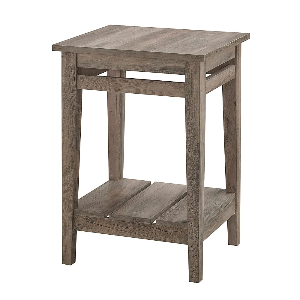 Left View: Walker Edison - 18" Rustic Trim Side Table - Grey Wash