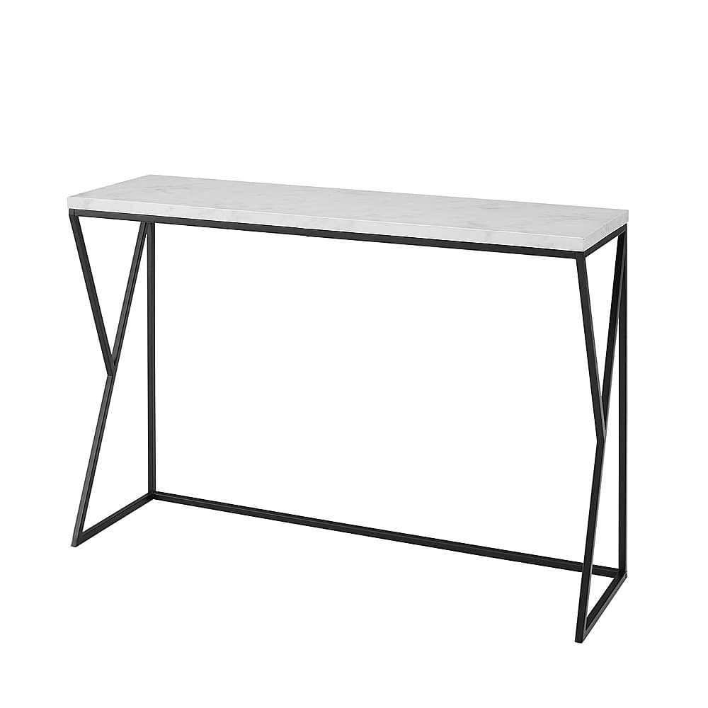 Angle View: Walker Edison - 46” Modern Faux Marble Entryway Table - Faux White Marble/Black