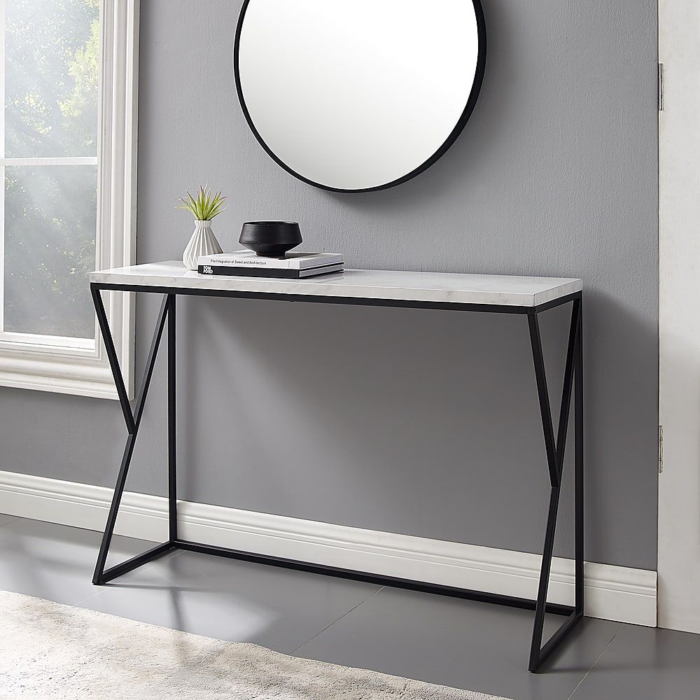 Best Buy Walker Edison 46” Modern Faux Marble Entryway Table Faux