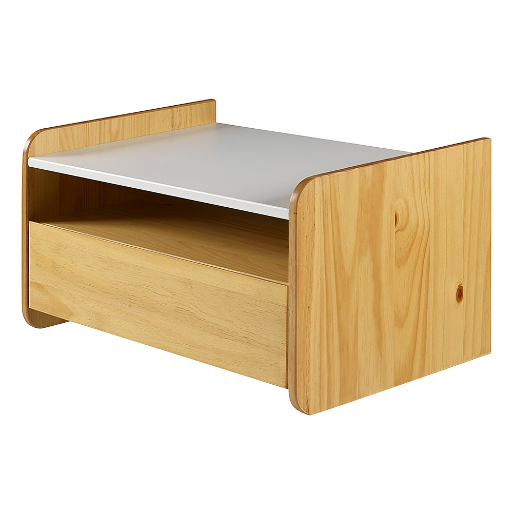 Angle View: Walker Edison - Modern Floating Nightstand with Drawer - Light Oak