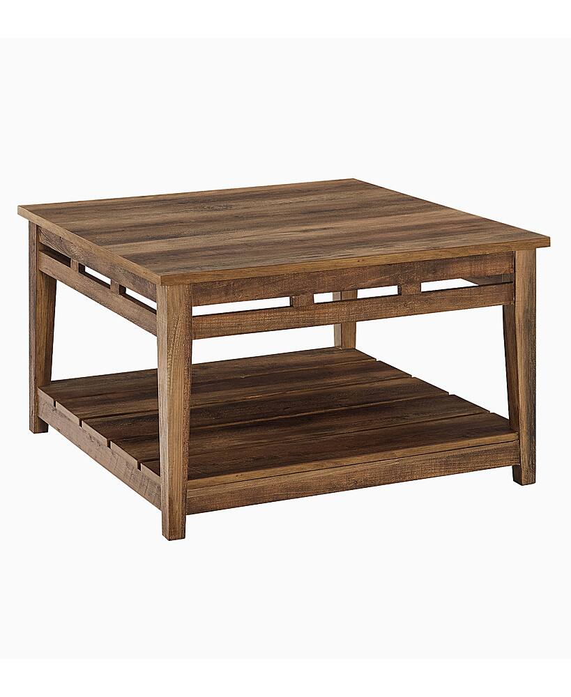 Angle View: Walker Edison - 30" Cottage Square Coffee Table - Rustic Oak