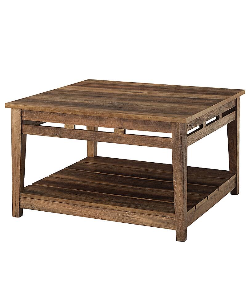 Left View: Walker Edison - 30" Cottage Square Coffee Table - Rustic Oak