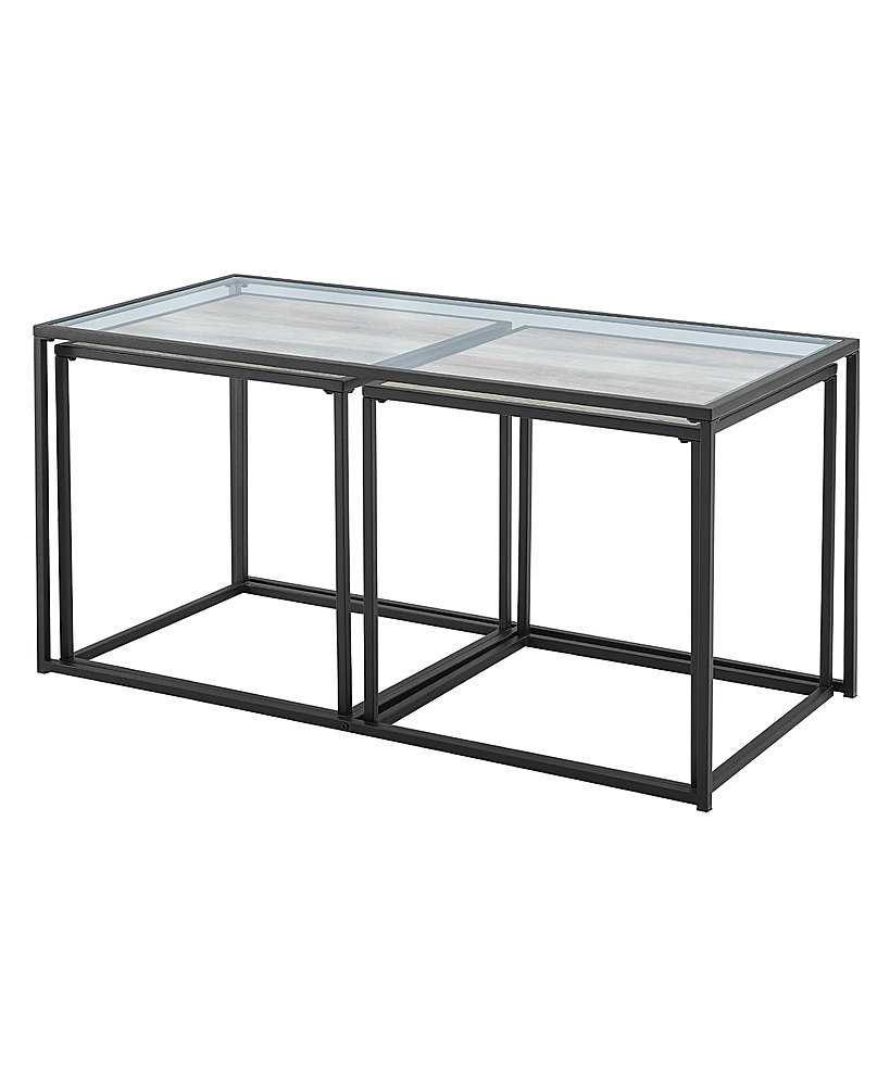 Angle View: Walker Edison - Modern Nesting Table Set - Glass/Grey Wash