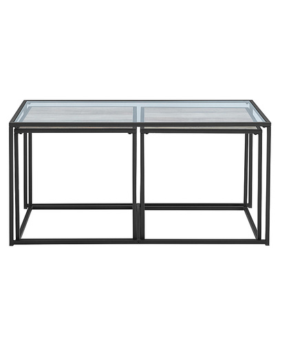 Walker Edison - Modern Nesting Table Set - Glass/Grey Wash