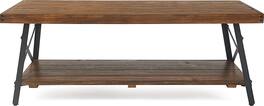 Click Decor - Ezra Solid Wood and Metal Coffee Table - Walnut Brown