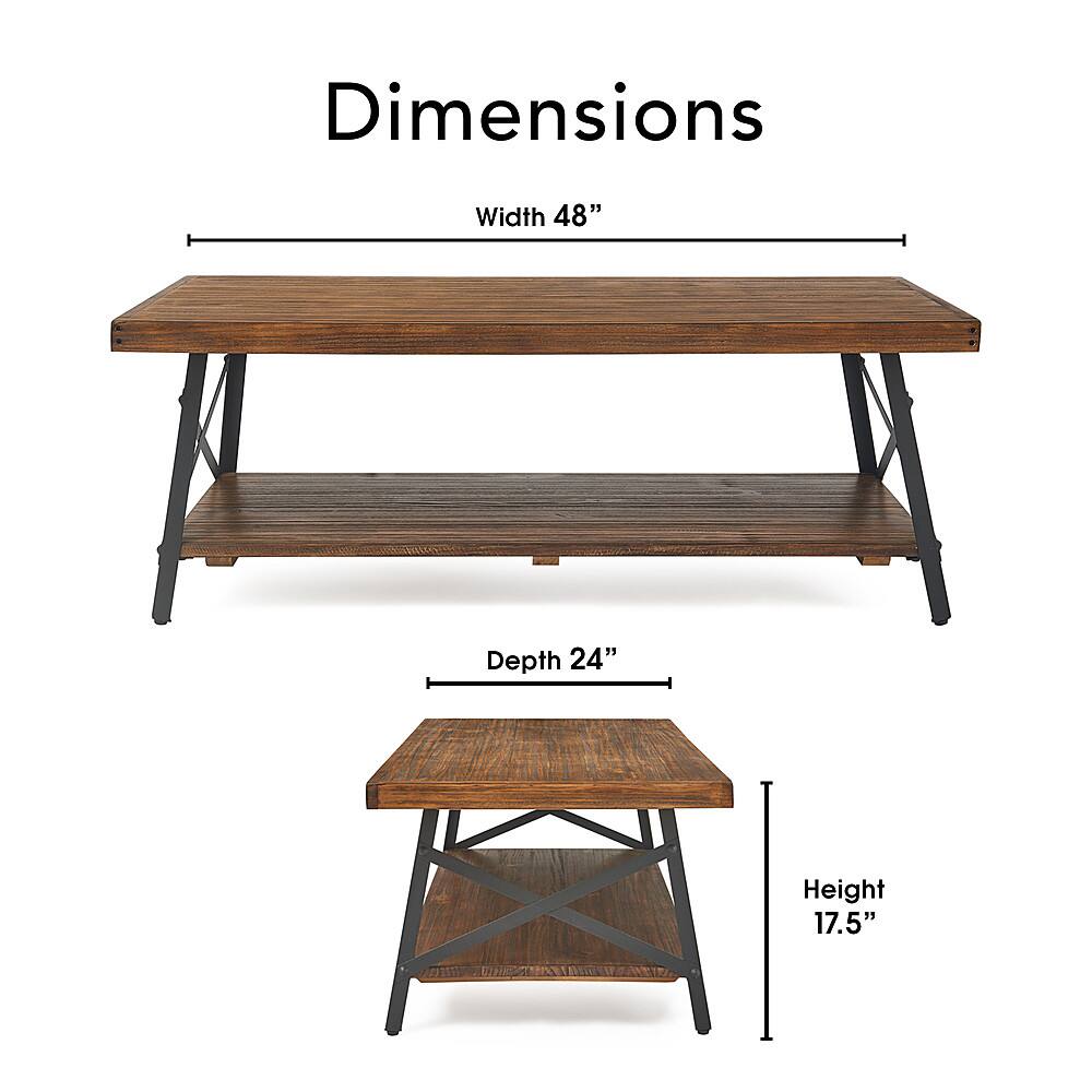 Alt View 11. Click Decor - Ezra Solid Wood and Metal Coffee Table - Walnut Brown.