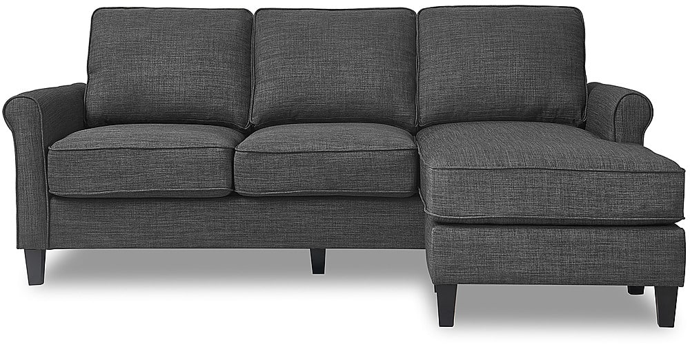 Front. Serta - Harmon Roll Arm Sectional - Dark Gray.