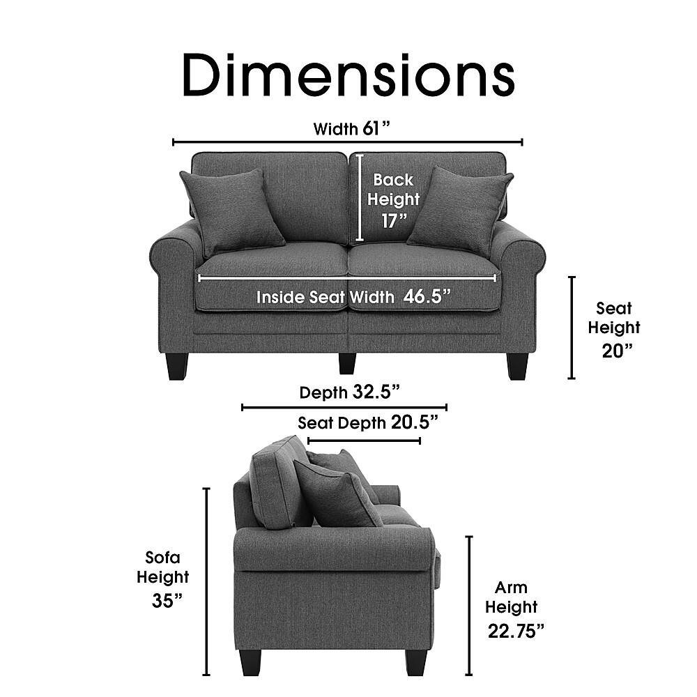 Alt View 12. Serta - Copenhagen 61" Loveseat - Gray.
