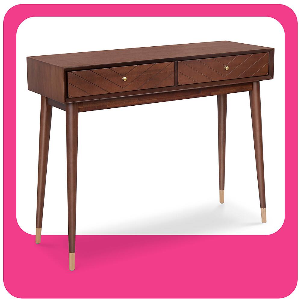 Angle. Adore Decor - Sutton Mid-Century Modern Console Table - Walnut Brown.