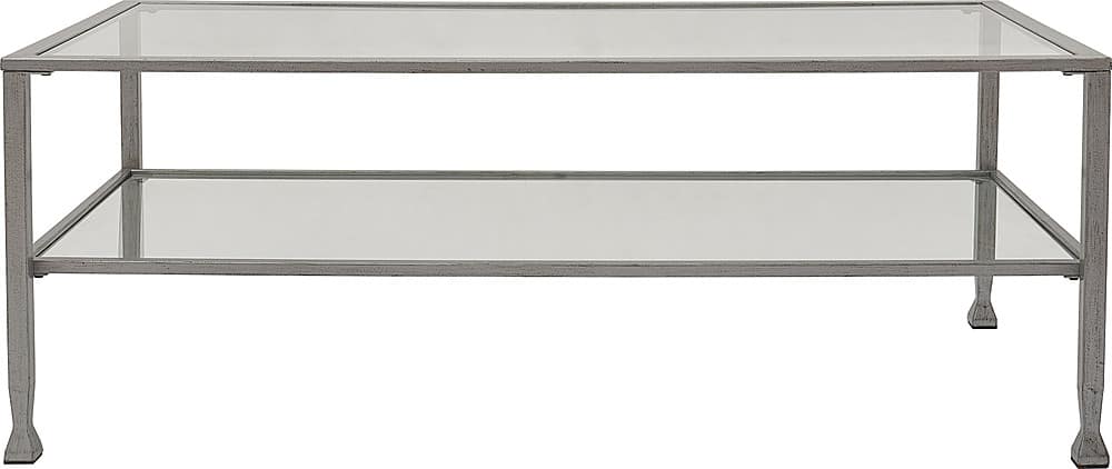 Click Decor - Maddox Glass and Metal Coffee Table - Silver