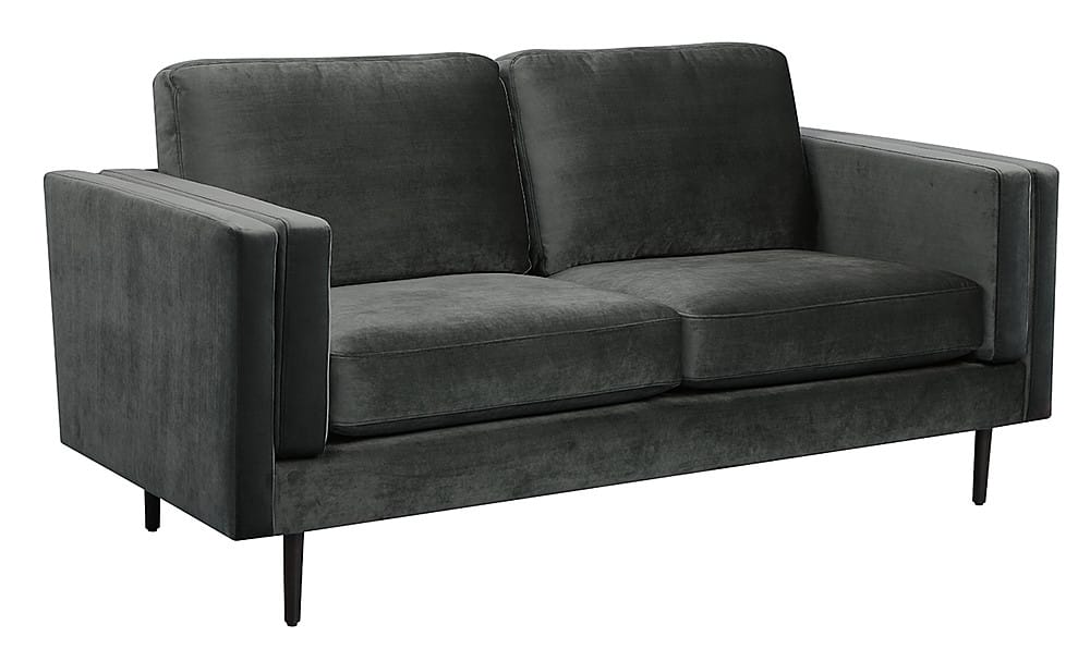 Left View: Elle Decor - Simone Sofa - French Onyx Velvet