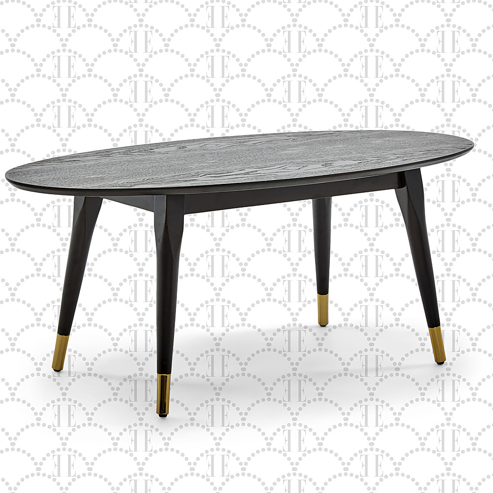 Angle View: Elle Decor - Clemintine Mid-Century Oval Coffee Table with Brass Accents - Black
