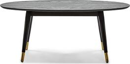 Elle Decor - Clemintine Mid-Century Oval Coffee Table with Brass Accents - Black