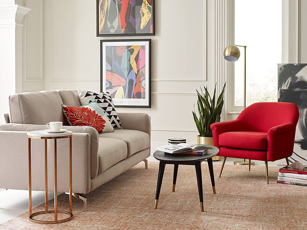 Alt View 11. Elle Decor - Clemintine Mid-Century Oval Coffee Table with Brass Accents - Black.