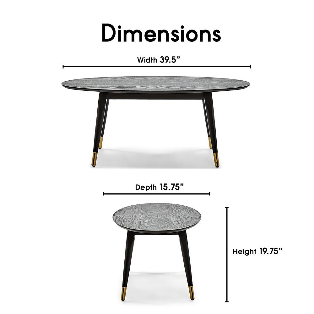Alt View 12. Elle Decor - Clemintine Mid-Century Oval Coffee Table with Brass Accents - Black.
