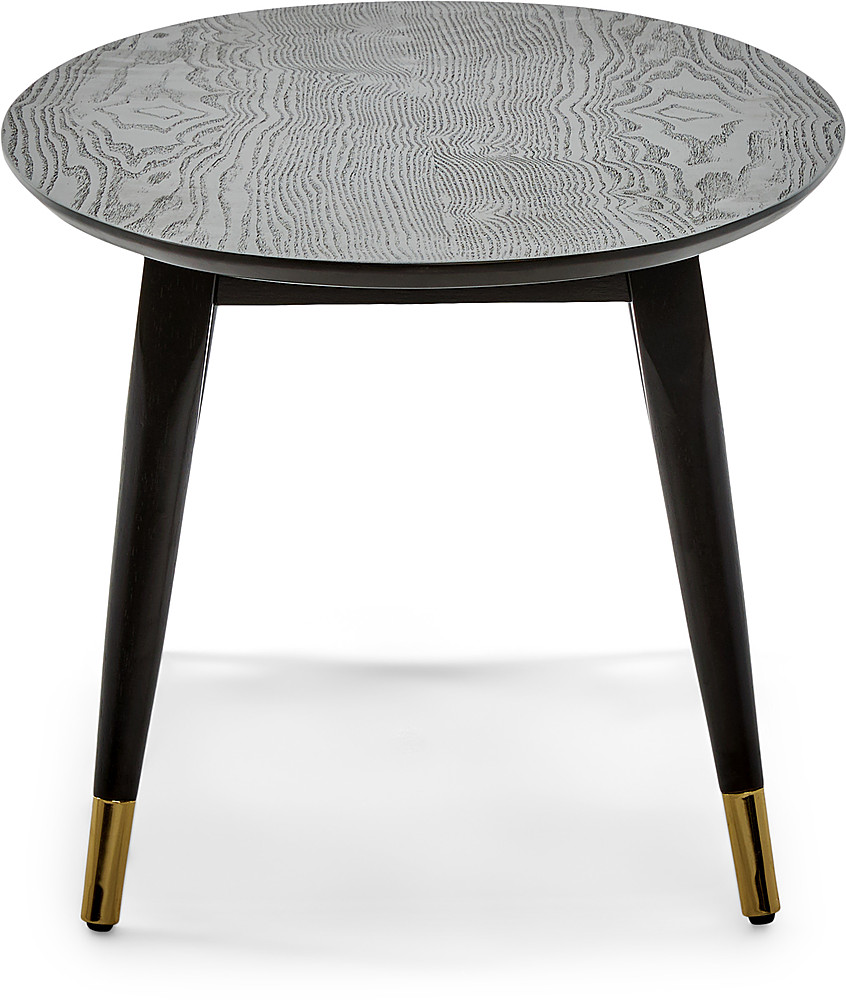 Elle Decor - Clemintine Mid-Century Oval Coffee Table with Brass Accents - Black