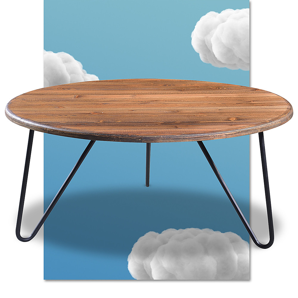 Angle View: Flash Furniture - Laminate Coffee Table with Steel Frame - Mahogany