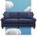 Angle. Serta - Copenhagen 73" Sofa - Navy Blue.