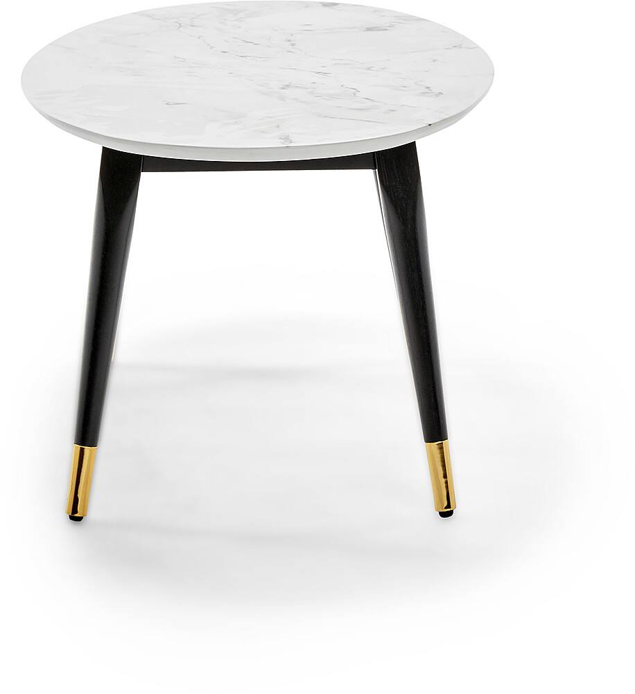 Alt View 13. Elle Decor - Clemintine Mid-Century Oval Coffee Table with Brass Accents - White Marble Print.