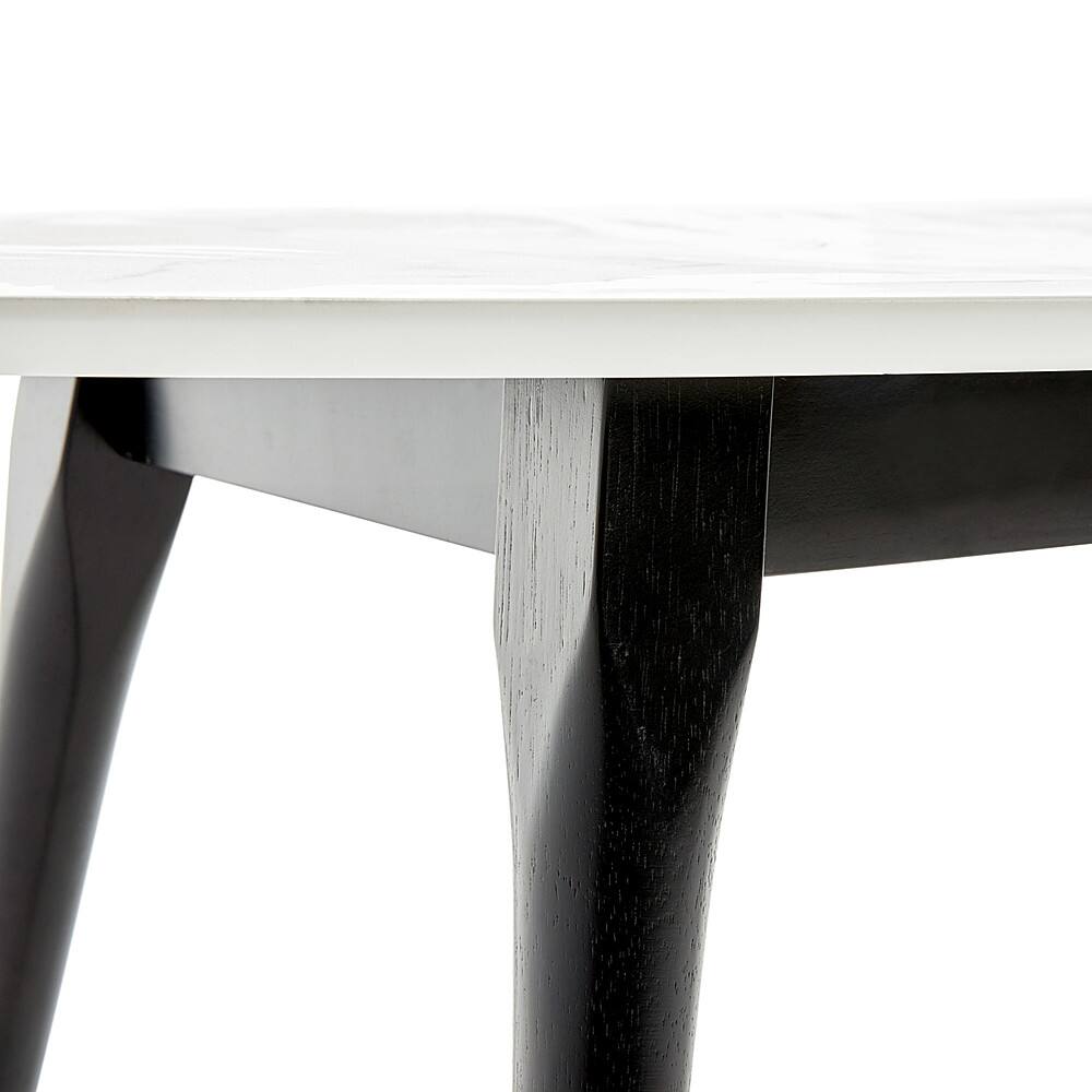 Alt View 15. Elle Decor - Clemintine Mid-Century Oval Coffee Table with Brass Accents - White Marble Print.