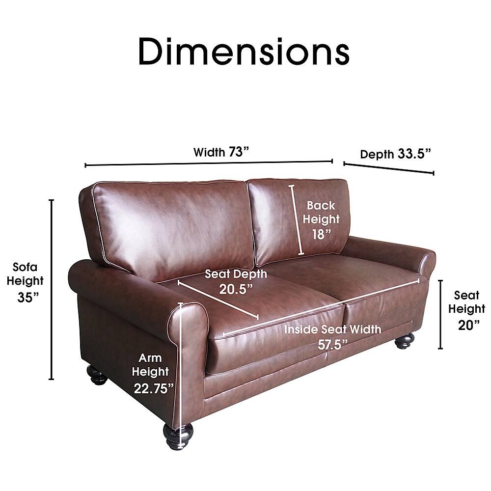 Alt View 11. Serta - Copenhagen 73" Sofa - Chestnut Brown.