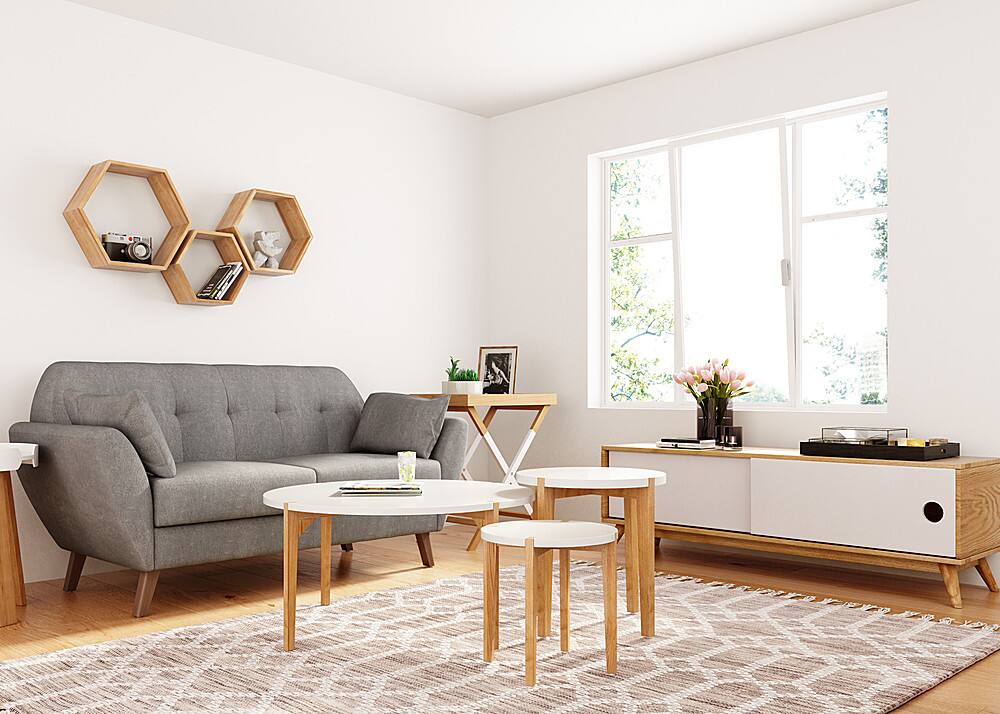 Alt View 11. Universal Expert - Abacus Round Coffee Table - Oak and White.