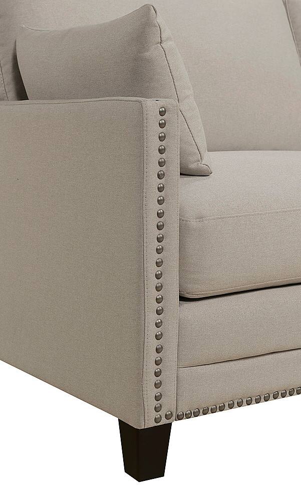 Best Buy Elle Decor Bella Sofa with Nailheads Taupe FF17005E