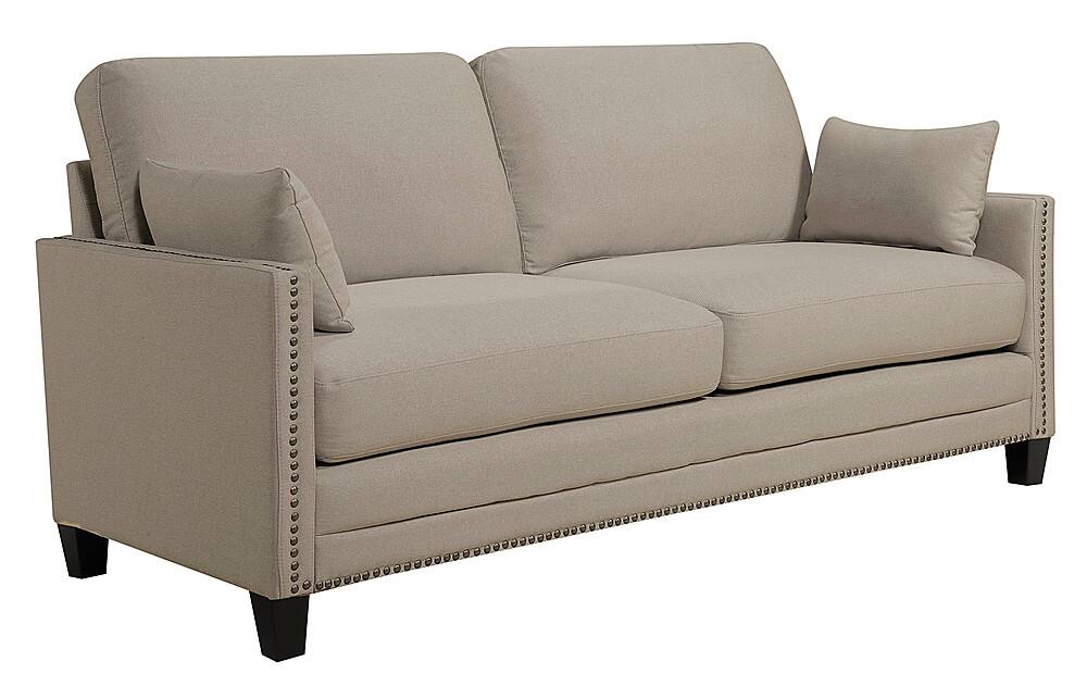 Left View: Elle Decor - Bella Sofa with Nailheads - Taupe