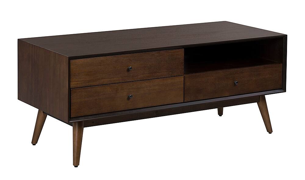 Angle. Adore Decor - 3 Drawer TV Stand - Walnut Brown.