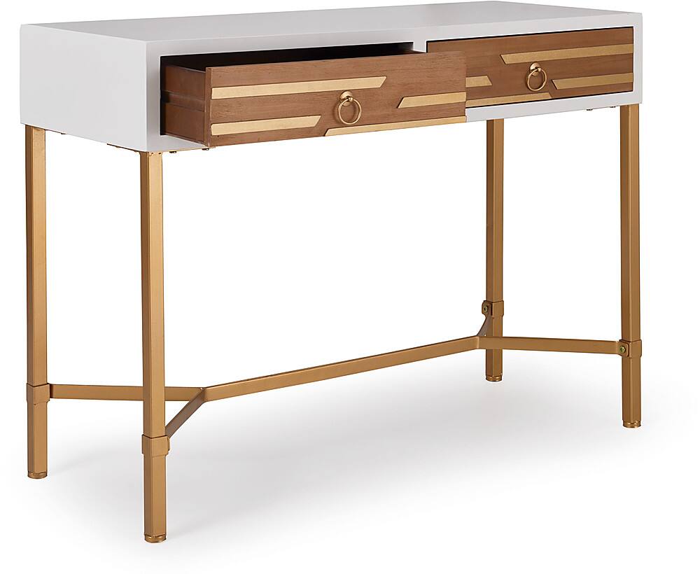 Angle. Adore Decor - Jupiter Desk Console Table - White and Gold.
