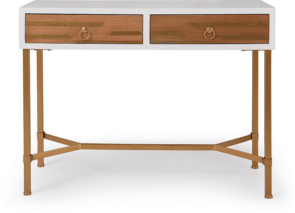 Front. Adore Decor - Jupiter Desk Console Table - White and Gold.