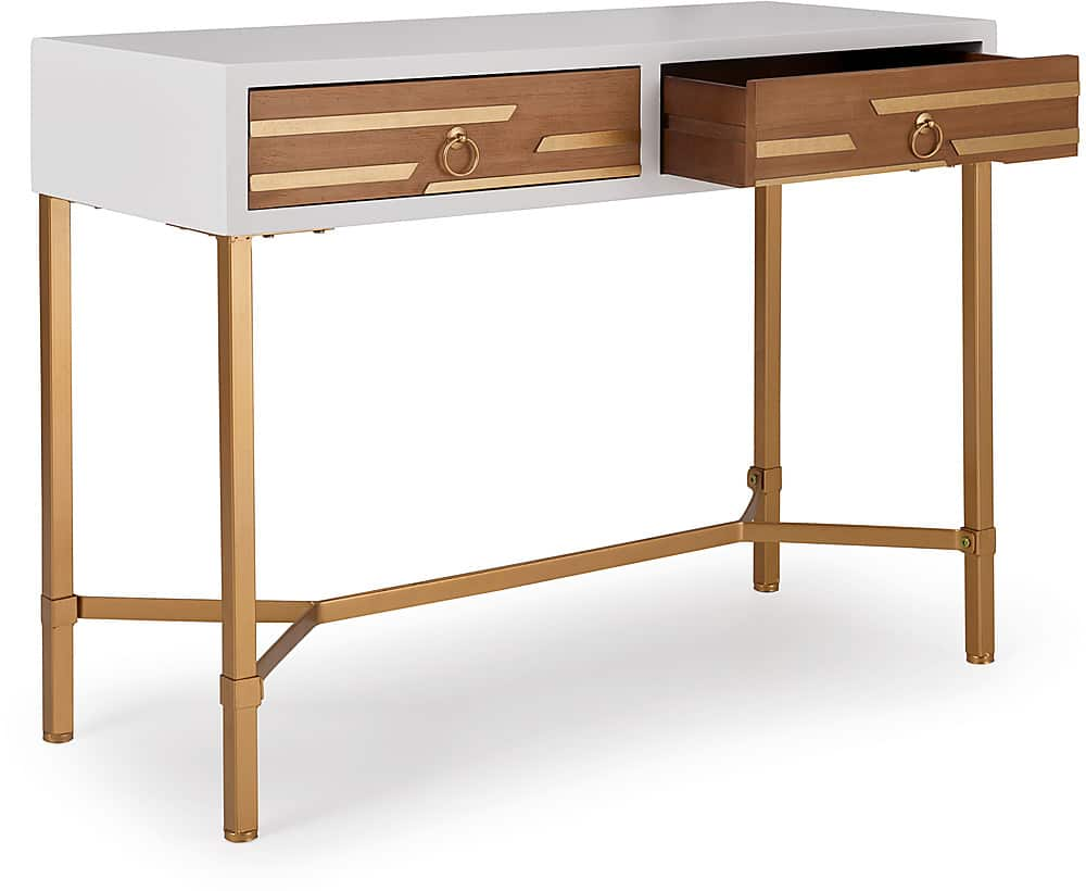 Left View: Adore Decor - Jupiter Desk Console Table - White and Gold