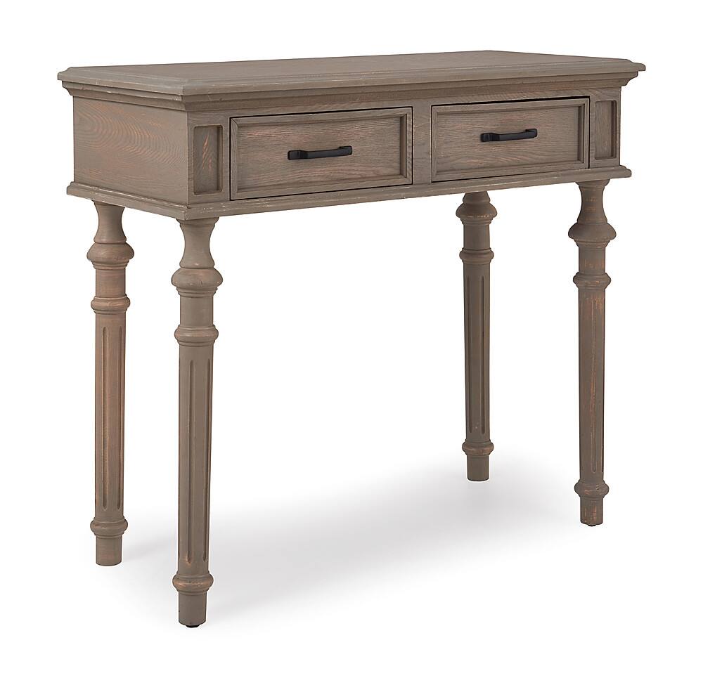 Left View: Finch - Cassatt 2 Drawer Console Table - Gray