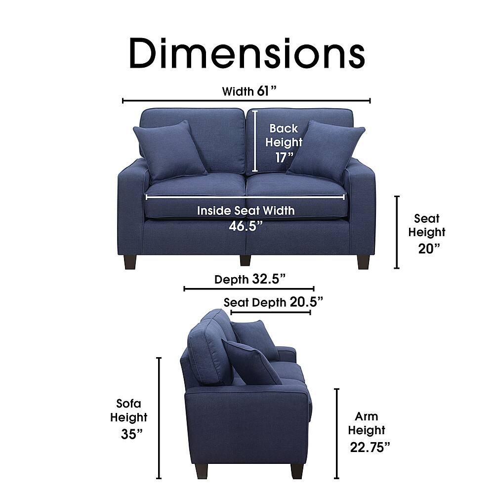 Alt View 12. Serta - Palisades 61" Loveseat - Navy Blue.